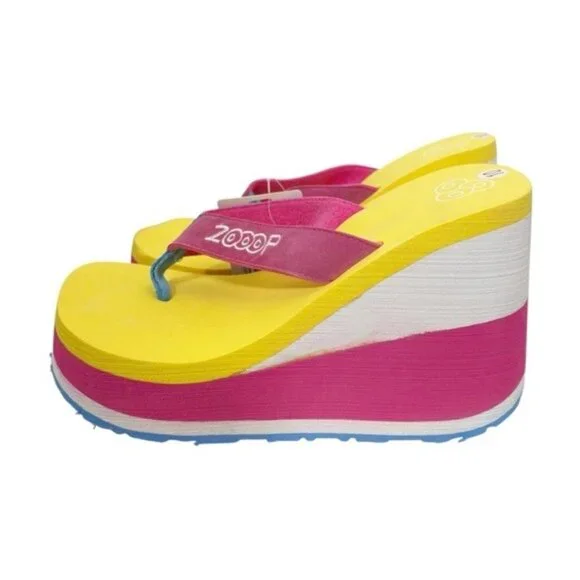 NEW Vintage Y2k 90s Retro Zooop Chunky Platform Flip Flop Sandals Size 10 - Picture 5 of 10